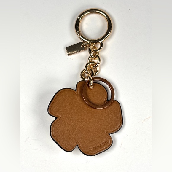 Coach Floral Keychain in Cream and Gold - Picture 2 of 3